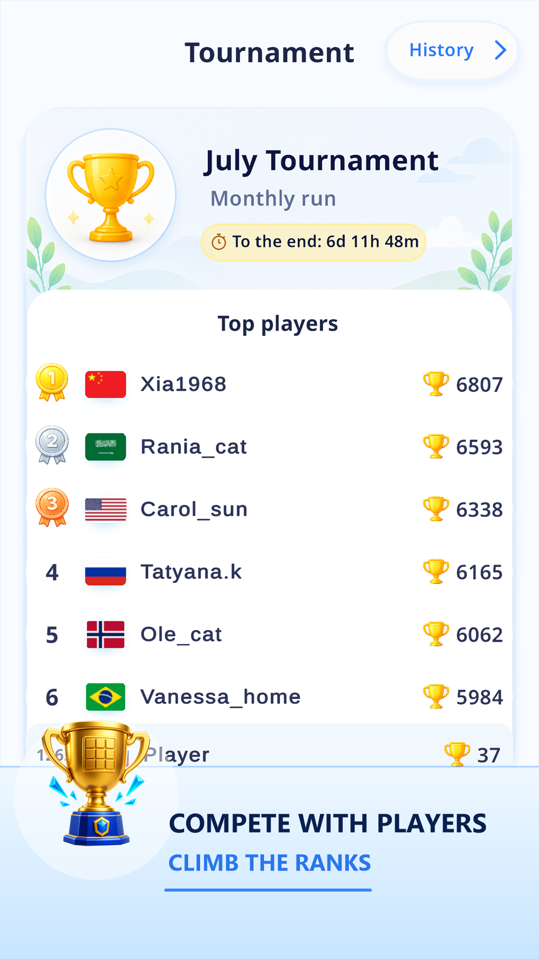 Compete with players in Sudoku tournaments