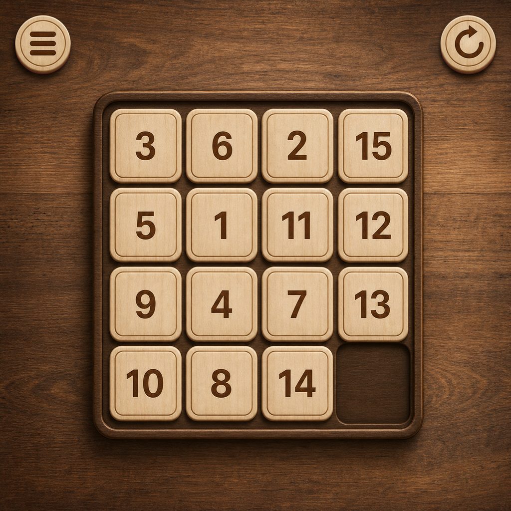 Wooden 15 Puzzle game board